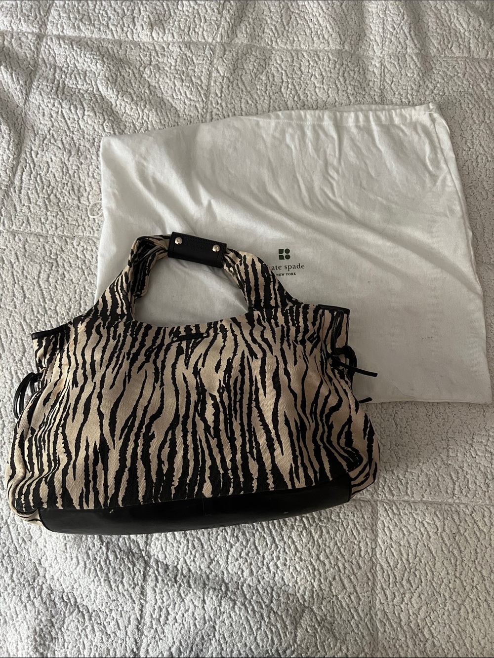 kate spade Zebra-Print Shoulder Bag in Black and Cream